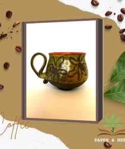 Green and Orange Porcelain Mug with Lillies