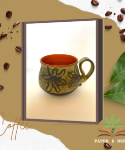 Alternative view of Green and Orange Porcelain Mug with Lillies